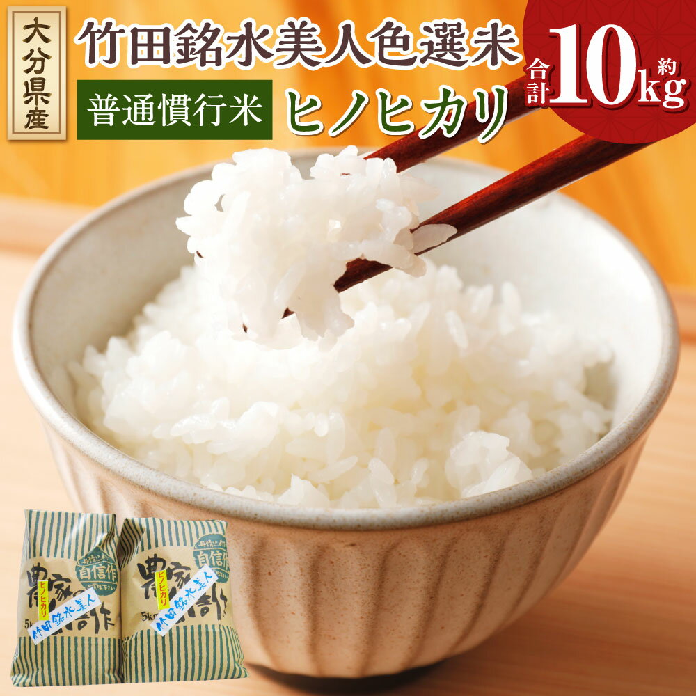 【ふるさと納税】竹田銘水美人色選米（普通慣行米） 計約10kg（約5kg×2袋） お米 米 こめ コメ 水稲うるち白米 ヒノヒカリ 令和7年産 単一原料米 ごはん ご飯 大分県産 国産 九州 大分県 竹田市 送料無料