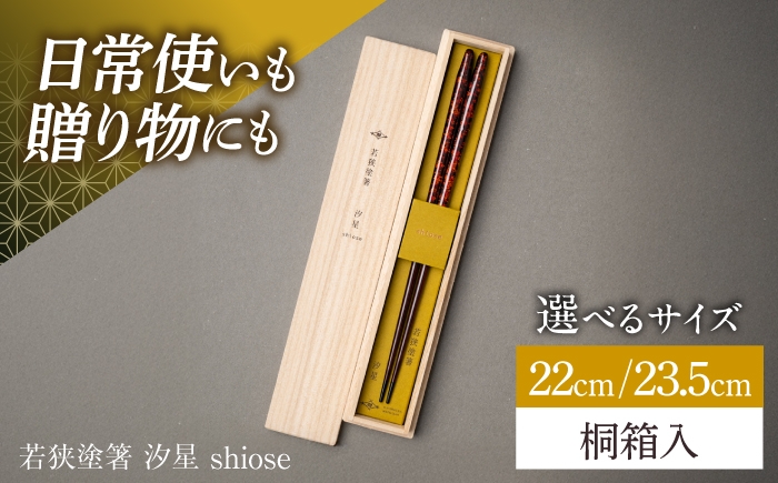
            若狭塗箸 汐星 shiose 【選べるサイズ】 食洗器対応 / 箸 塗り箸 福井県 小浜市 / マツ勘 [BFBB022]
          