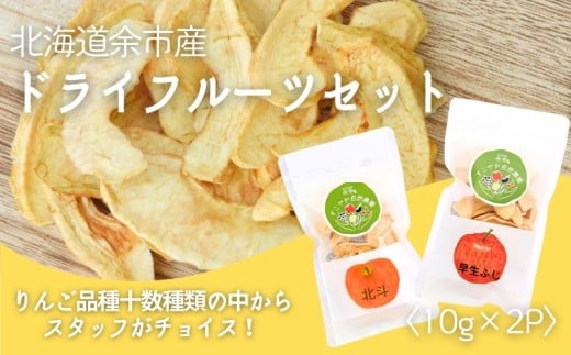 【余市産】すこやか自然農園「ドライフルーツりんご」10g×2Pセット
