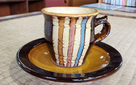 ウズラ(鶉) スリップウェア コーヒーカップ　135-09