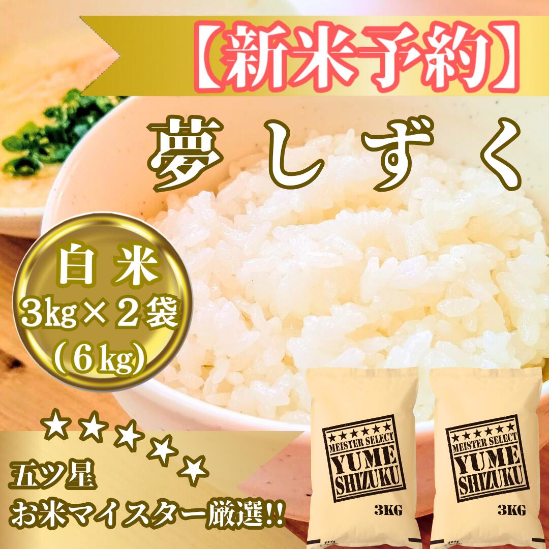 【ふるさと納税】令和7年産【（新米）10月以降発送】夢しずく白米3kg×2袋【五つ星お米マイスター厳選！】（CIB81）