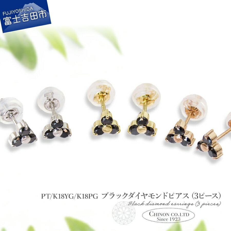 【ふるさと納税】 ピアス ブラックダイヤモンド 3ピース トータル約0.3カラット 選べる地金 PT900 K18YG K18PG ジュエリー アクセサリー プラチナ 18金 イエローゴールド ピンクゴールド 天然石 宝石 ダイヤ 女性 レディース プレゼント 4月誕生石 誕生日 記念日 ギフト