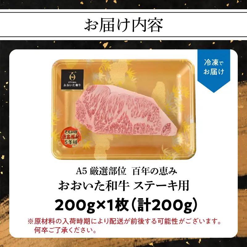 百年の恵み　おおいた和牛A5　ステーキ用【厳選部位】約200ｇ A01103
