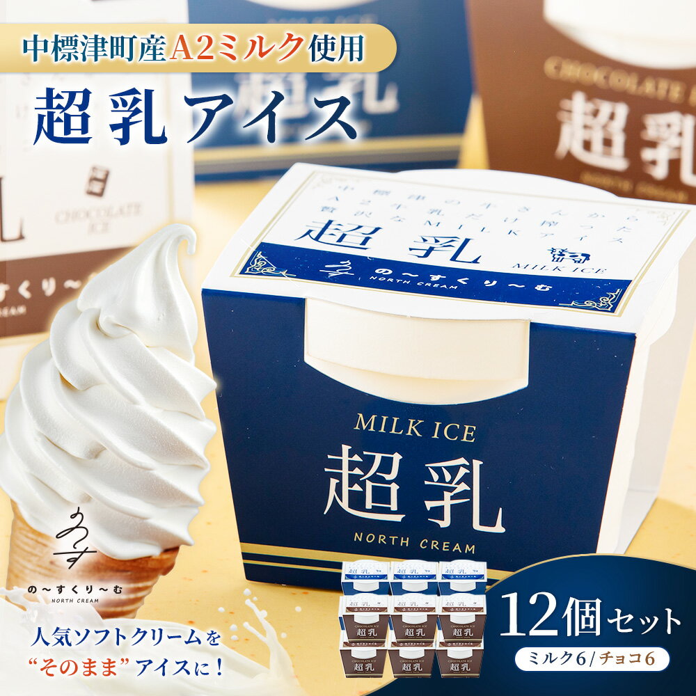 【ふるさと納税】中標津町　超乳アイス（ミルク＆チョコ）　140ml×12個セット　計1680ml｜ ふるさと納税 北海道 中標津 詰め合わせ アイス ミルク チョコ A2ミルク 乳製品 スイーツ お取り寄せ NORTH CREAM の～すくり～む 中標津町【78002】