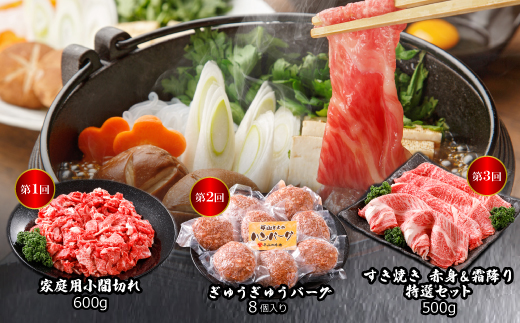 【毎月定期便】平山牛舗おすすめの「神戸牛」おたのしみ全6回【配送不可地域：離島】