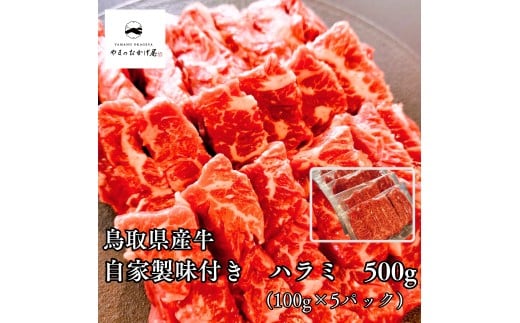 363K.◆鳥取県産牛◆味付きハラミ500g(100g×5袋)