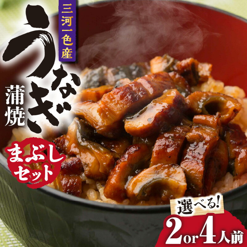 【ふるさと納税】三河一色産 なぎ蒲焼まぶしセット【選べる！2人前・4人前】《タレ・だし・刻みのり 付き》うなぎ 国産 一色産 三河産 愛知県産 鰻 ひつまぶし 魚介類 グルメ 蒲焼 簡単調理 お取り寄せ 愛知県 西尾市 冷凍便 送料無料 O063-SKU