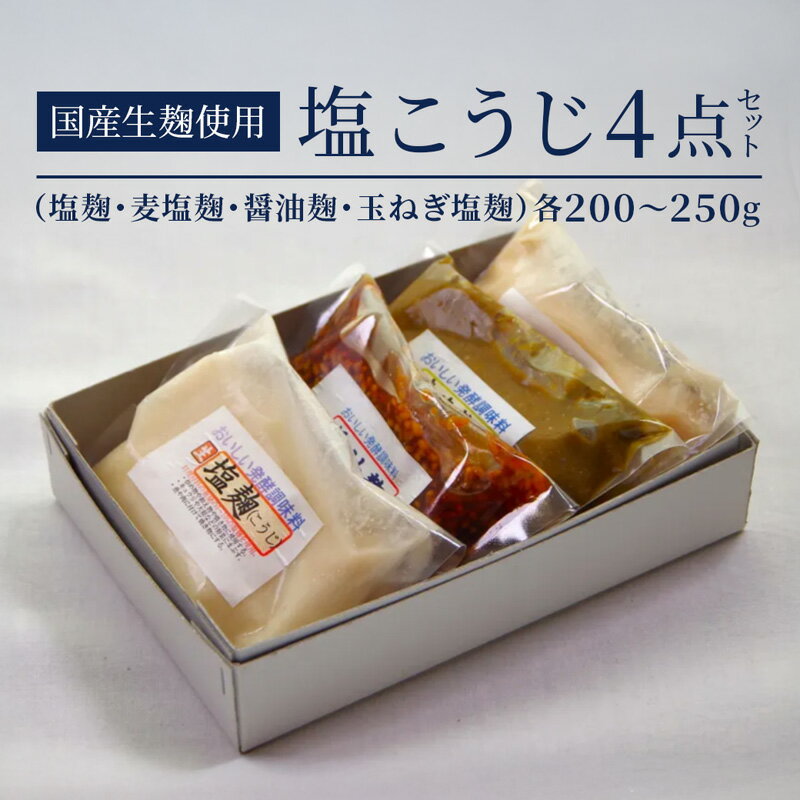 【ふるさと納税】大阪屋こうじ店 国産生麹使用 発酵調味料 4点セット 塩麹・麦塩麹・醤油麹・玉ねぎ塩麹 各200〜250g こうじ 麹 調味料 下味 漬け込み 炒め物 ギフト 京都 舞鶴