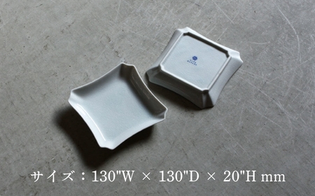 【 KATA KUTANI 】 隅切角皿 130mm / 貫入白磁（5枚セット）九谷焼 01-02