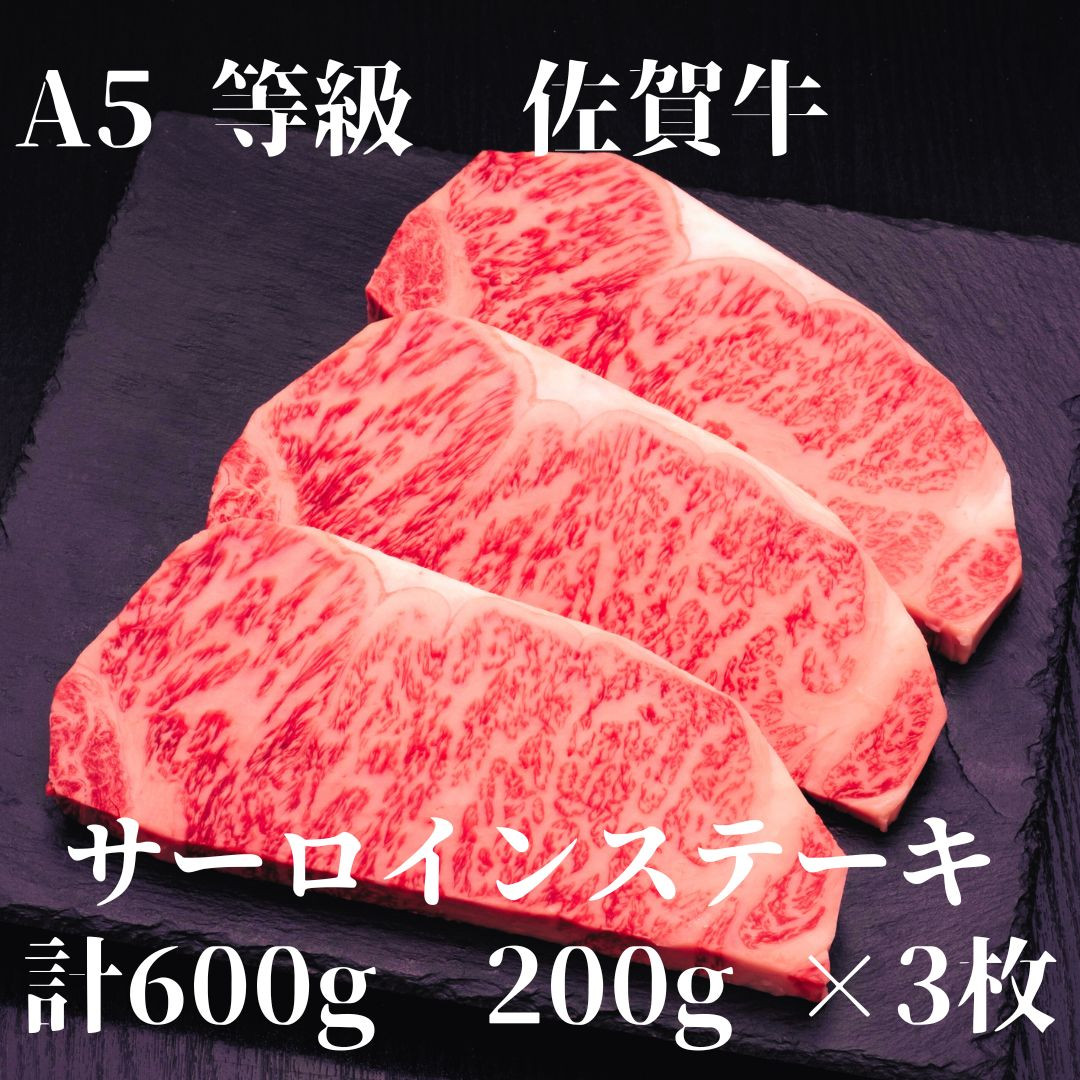 
【佐賀牛】 A5等級 佐賀牛 サーロイン ステーキ600g(200g×3枚) J926
