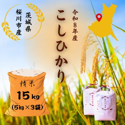 ふるさと納税 桜川市 【生産者支援】《令和8年産先行予約》桜川市産こしひかり 計15kg(5kg×3袋)