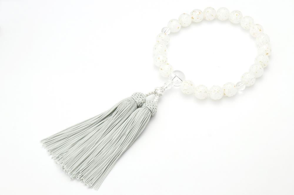 【京念珠×京ちりめん】数珠 水晶 ホワイト〈数珠袋付き〉｜土屋念珠店 女性用 レディース 数珠 略式 仏具［ 京都 念珠 珠数 京念珠 仏具 人気 おすすめ お取り寄せ 通販 送料無料 ふるさと納税 ］ 261009_B-FR81