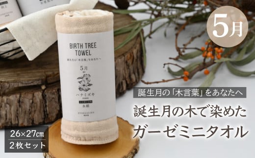 5月「ハナミズキ」の木言葉 「永遠」　 BIRTH TREE TOWEL  | RYOKUSUIEN 緑酔園 草木染め THE NEWOLD WORKS バースツリータオル ハナミズキ 永遠 ガーゼ タオル ハンカチ  ふわふわ 植物 草木染ガーゼ アップサイクル エシカル ヘリンボーン ギフト贈り物 お祝い プレゼント 母の日 父の日 記念日　埼玉県 草加市 草加