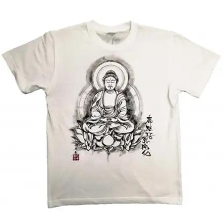 手描きTシャツ 仏画 阿弥陀如来 白 (半袖 Lサイズ)【1615547】