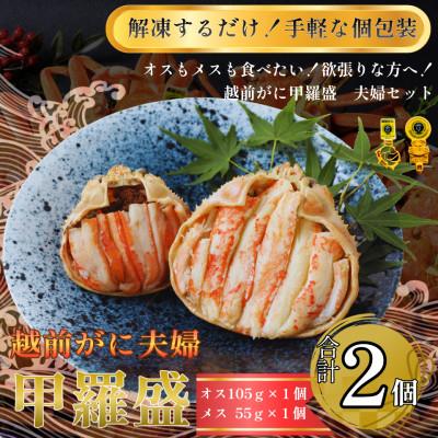 ふるさと納税 福井市 訳あり　越前がに甲羅盛夫婦セット(越前がに105g前後×1個+せいこがに55g前後×1個)合計2個