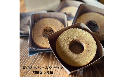 しょこら亭 安田ミニバームクーヘン 5個入×5セット 直径約8.0㎝ お菓子 菓子 スイーツ 贈答 1Z24030