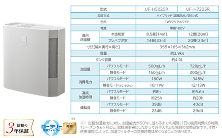 G9-05Dコロナ ハイブリッド式加湿器 500mlタイプ UF-H5025R(W)