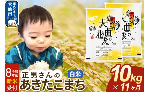 ＜令和8年産 新米受付＞《定期便11ヶ月》米 正男さんのあきたこまち【白米】10kg（5kg×2袋） [先行予約 新米 米 お米 こめ 白米 精米 あきたこまち ブランド米 秋田県産]