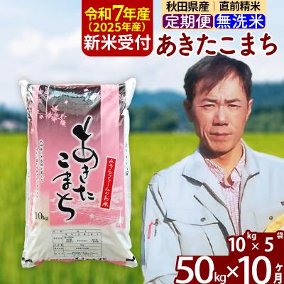 ふるさと納税 北秋田市 R7年産 新米受付《定期便10ヶ月》秋田県産あきたこまち50kg 無洗米|msrf-31210