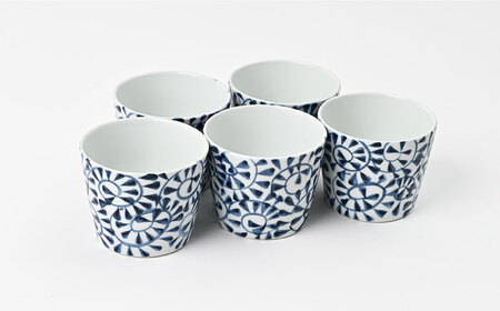 【波佐見焼】 和福 マルチカップ たこ唐草 5個セット そば猪口 オリジナル 縁起もの【福田陶器店】[PA387]