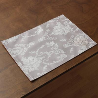 ふるさと納税 直方市 クラシカル模様ジャカード織 撥水加工ランチョンマット32x45cm　ライラック |  | 01
