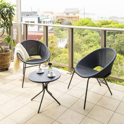 ふるさと納税 海南市 Enza テラステーブル&amp;チェアー 3点セット チャコールグレー 　51813500