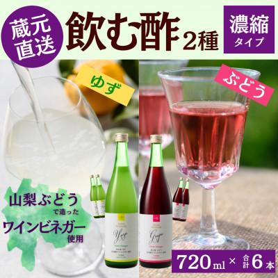 ふるさと納税 山梨県 お酢のイメージを変える!ドリンクビネガー2種6本セット〈濃縮タイプ飲む酢/山梨産ワインビネガー使用〉