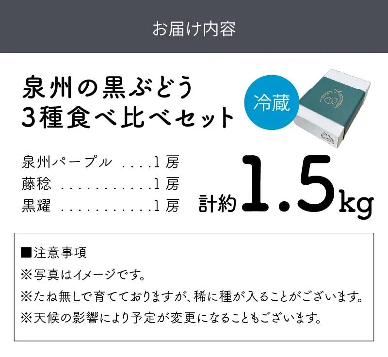 泉州ぶどう 泉州の黒ぶどう3種食べ比べセット【065C-002】