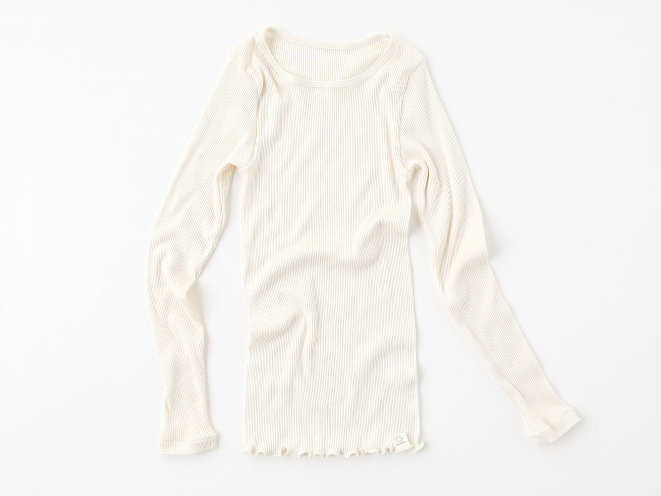 【キナリ M-Lサイズ】hinna ヒンナ ふわリブ オーガニックコットン クルーネックインナー