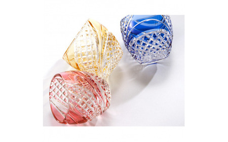 江戸切子 冷酒杯〈魚子流し紋〉赤 カガミクリスタル T535-2044-CAU | 冷酒杯 日本酒 江戸切子