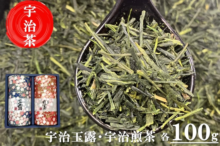 
宇治茶 玉露・煎茶飲み比べセット 100g×2缶 〈お茶 茶 煎茶 緑茶 玉露 宇治茶 飲み比べ セット お茶缶 茶筒〉　S1118
