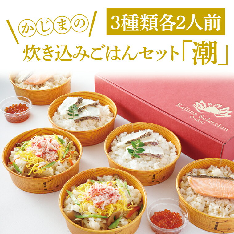 【ふるさと納税】かじまの炊き込みごはんセット「帆」ほたて炊き込みごはん・鮭といくらのはらこめし・かにちらし3種×各2人前 炊き込み レンジ 簡単 時短 海鮮