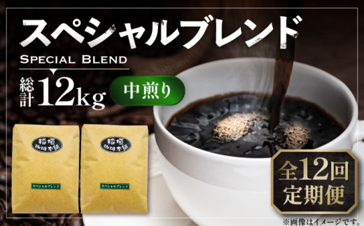 【豆でお届け】【全12回定期便】スペシャル ブレンド コーヒー 500g×2 ( 中煎り ) 《豊前市》【稲垣珈琲】 珈琲 コーヒー 豆 粉 [VAS175]