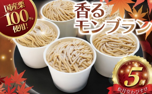 モンブラン 5個入り もんぶらん 湘南藤沢名物 国産栗 100％ 使用 出来立て 急速冷凍 冷凍 ケーキ デザート 和栗 栗 マロン 生クリーム 濃厚 カスタード 菓子 お菓子 焼き菓子 スイーツ おやつ 人気 小分け お取り寄せ 誕生日 記念日 贈答 贈り物 プレゼント ギフト 松月堂わびすけ 神奈川 湘南 藤沢