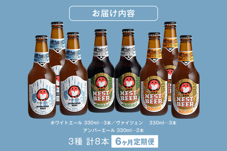 常陸野ネストビール 定期便 定番飲み比べ8本セット6か月分 飲み比べ 詰め合わせ 飲み比べセット クラフトビール 地ビール ご当地ビール 御中元 お中元 ギフト 残暑見舞い お誕生日祝い ビールギフト