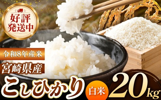 令和8年産 こしひかり 20kg （白米） 宮崎県産 | 米 こめ お米 おこめ 精米 白米 宮崎県 五ヶ瀬町