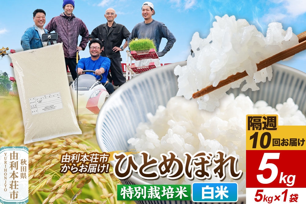 
                  《2週間毎お届け》【定期便10回】令和8年産 新米受付【白米】ひとめぼれ 5kg（5kg×1袋）特別栽培米 秋田県産 [ひとめぼれ 新米予約 米 お米 白米 精米 特別栽培米 ブランド米 食卓 おにぎり 秋田県産 秋田]
                