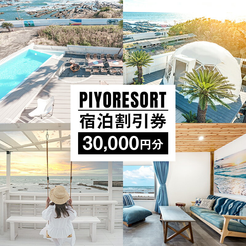 【ふるさと納税】PIYORESORT宿泊割引券 30,000円分 千葉県 南房総市 宿泊 割引券 クーポン 電子 一棟 貸切 1日1組 宿泊施設 海 海辺 BBQ 観光 海鮮 魚介類 風景 パーティー サプライズ 記念日ケーキ プール サウナ 送料無料
