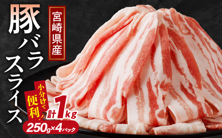 【2週間以内発送】宮崎県産豚バラスライス計1kg 肉 豚 豚肉 おかず 国産_T009-0111-2W