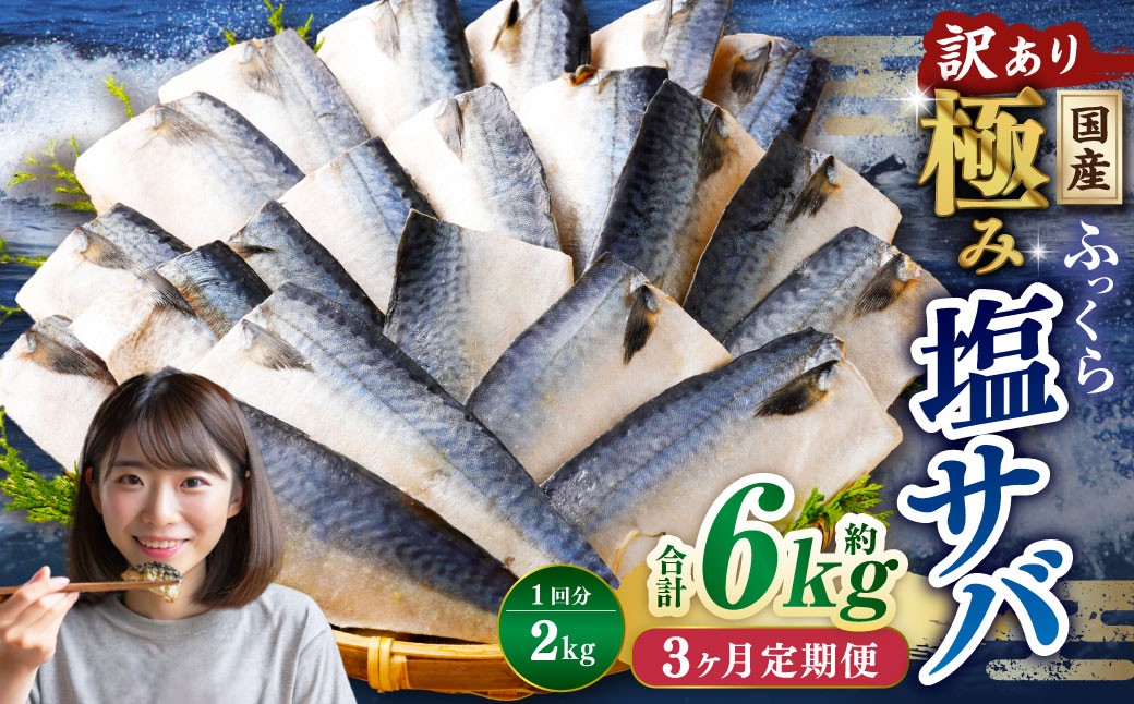 
            【3ヶ月定期便】【訳あり】国産 ふっくら 極み塩サバ 計約2kg ／ 1切れ 塩サバ 塩さば 塩鯖 さば サバ 鯖 魚
          