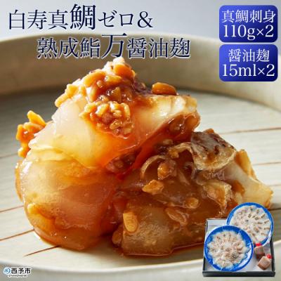 ふるさと納税 西予市 &lt;白寿真鯛0(ゼロ)×熟成鮨万油&gt;　さしみ　魚　タイ　まだい　養殖　こうじ　津本式　しょうゆ