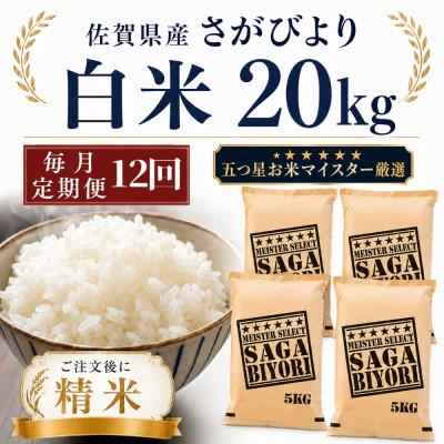 ふるさと納税 多久市 【毎月定期便】さがびより白米20kg(5kg×4袋)(多久市)全12回