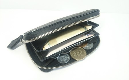 国産シュリンクレザー　ラウンドZIPコインケース ファッション小物 財布 ファスナータイプ  ﾗｲﾄﾌﾞﾗｳﾝ