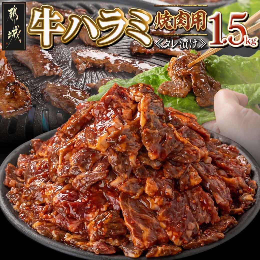 【ふるさと納税】牛ハラミ タレ漬け焼肉用1.5kg - 牛ハラミ タレ漬け 焼肉用 500g×3P 牛肉 送料無料 14-3603 【宮崎県都城市は2年連続ふるさと納税日本一！】