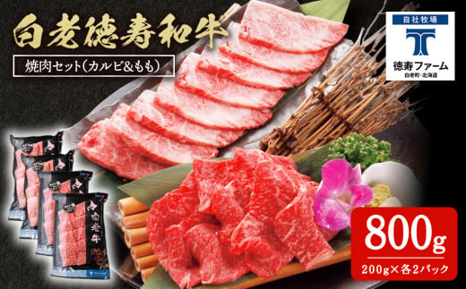 
白老牛 焼肉 霜降り カルビ＆モモ セット 合計800ｇ（各400ｇ）特製焼肉のたれ付き 和牛 牛肉 北海道 ギフト ＜徳寿＞
