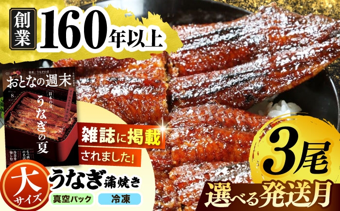 
                  【うなぎや】【選べる発送月】 炭火焼 うなぎの蒲焼き 3尾 【紀州備長炭使用】 鰻 うなぎ ウナギ 土用の丑の日 丑の日 蒲焼き 蒲焼 かばやき 選べる うなぎ 冷凍 便利 簡単 調理 ご飯 美味しい 鰻 ウナギ プレゼント ギフト 贈り物 老舗 真空パック 特大 大 特上 送料無料 多治見市 [TFO003]
                