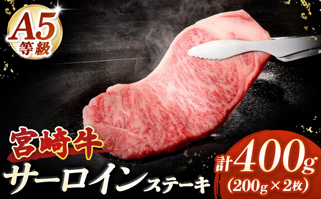 
                  【A5等級宮崎牛】サーロインステーキ 400g（小林市産 牛肉 和牛 特選 贅沢 厳選和牛 ブランド牛 ギフト 贈答）
                