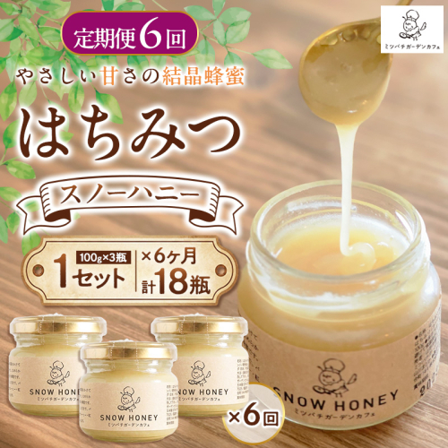 【定期便6ヶ月】【やさしい甘さの結晶蜂蜜】はちみつ「スノーハニー」(100g×3瓶)1セット はちみつ 蜂蜜 結晶はちみつ スノーハニー 天然はちみつ 家庭用 贈答用 山形県 山形市 FY26-104