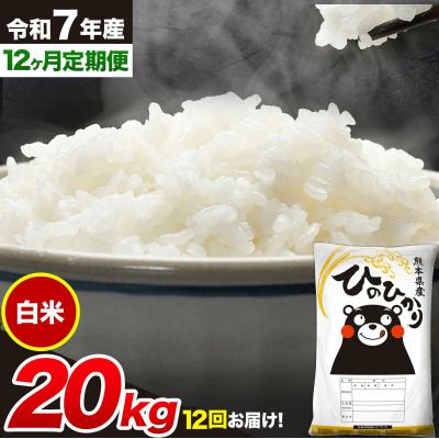 ふるさと納税 南阿蘇村 令和7年産【12ヶ月定期便】 白米 ひのひかり 20kg 5kg×4袋《お申し込みの翌月から出荷》