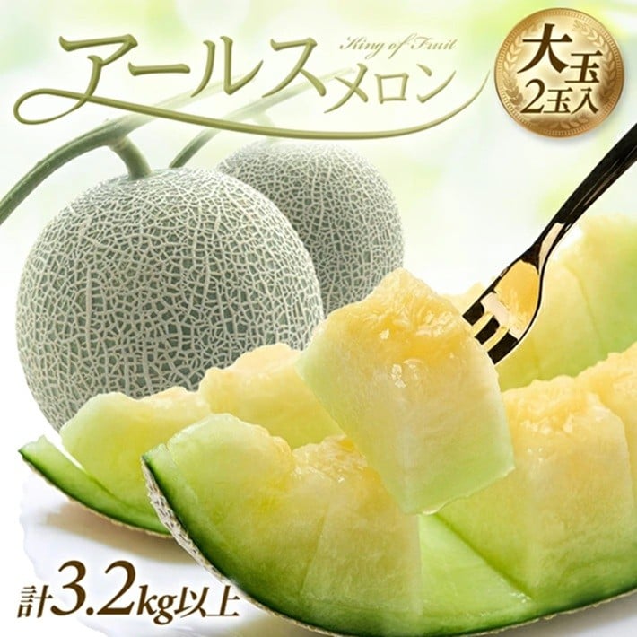 
                  アールスメロン 大玉　3.2kg以上(2玉入) つる付き SA2868
                